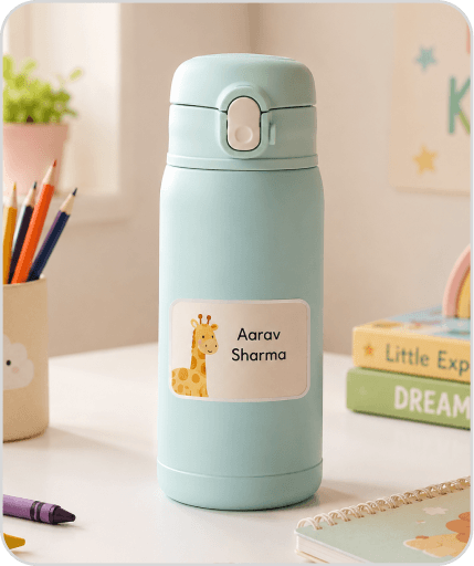 Green Thermos Flask with tag